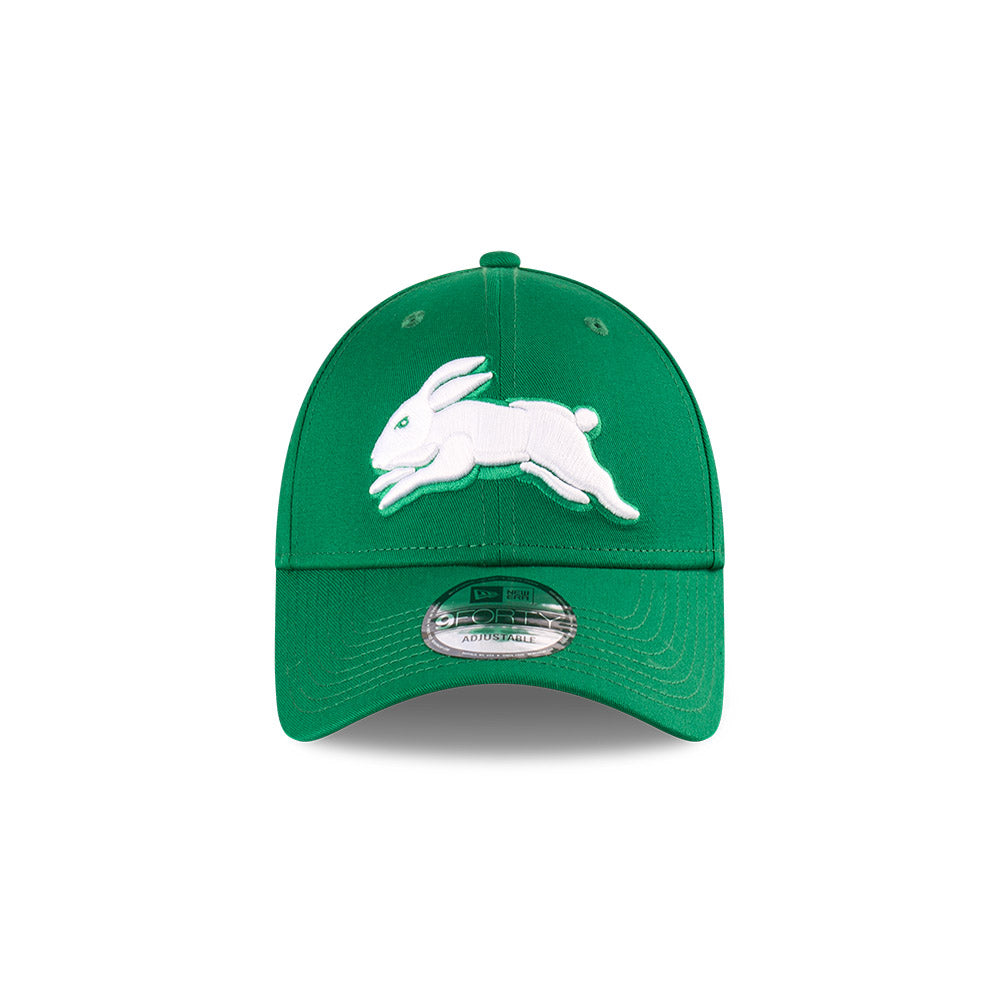 South Sydney Rabbitohs Hat - 2025 NRL Badged Green OTC 9Forty Strapback Cap - New Era